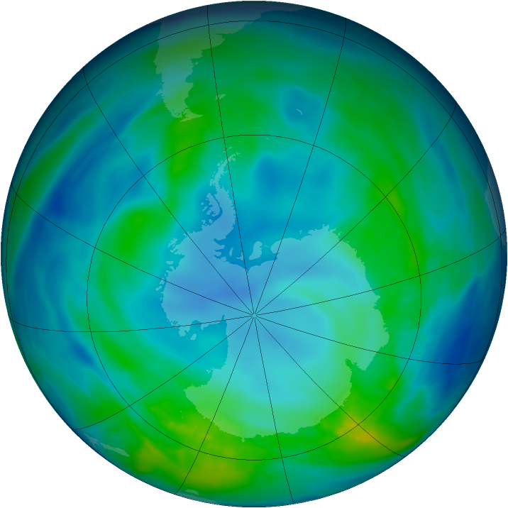 Antarctic ozone map for 05 May 2014
